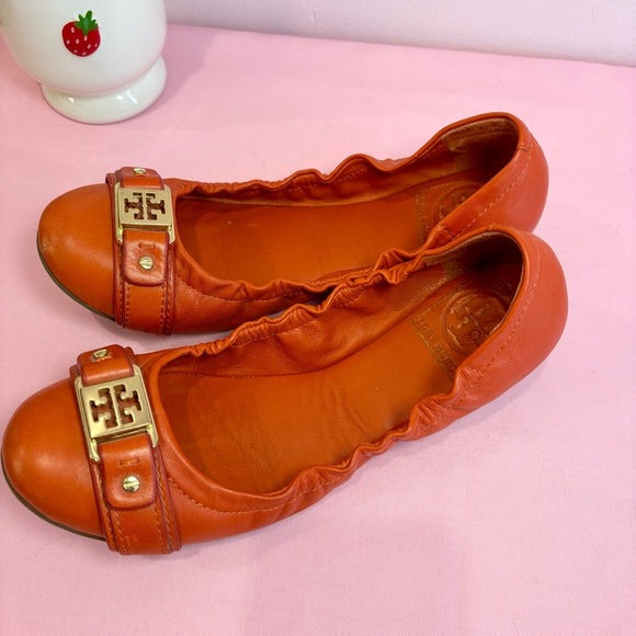 Tory Burch Orange Reva Flats Size 6.5 - Picture 7 of 7